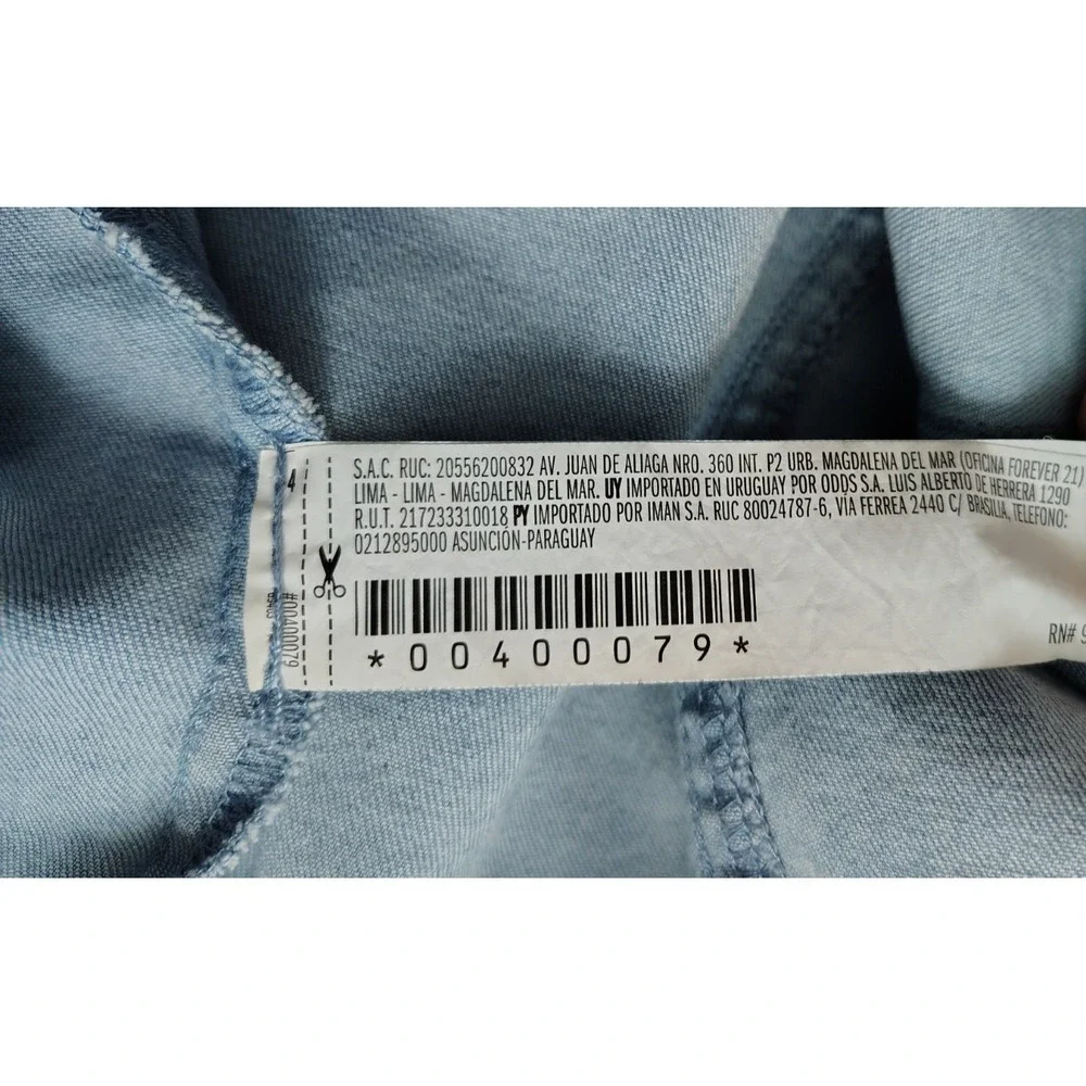Forever 21 Denim Mini Dress Size S Juniors Bodycon Light‎ Wash Sleeveless Y2K